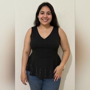 Carlisle New York Elegant Black Sleeveless Peplum Top M